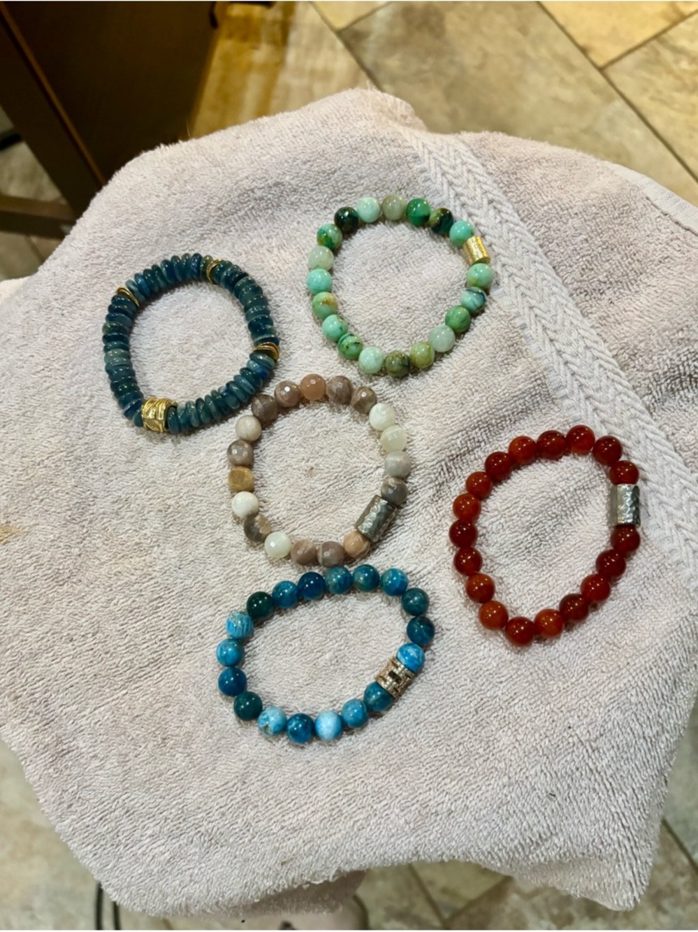 Multicolor Beaded Stack Bracelet Set with Gold Accents - Picture 2 of 8